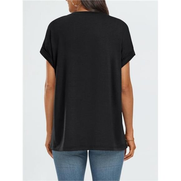 AUTOMET Oversized Summer T Shirt Womens Casual Short Sleeve Work Top 2025 - Picture 5 of 6